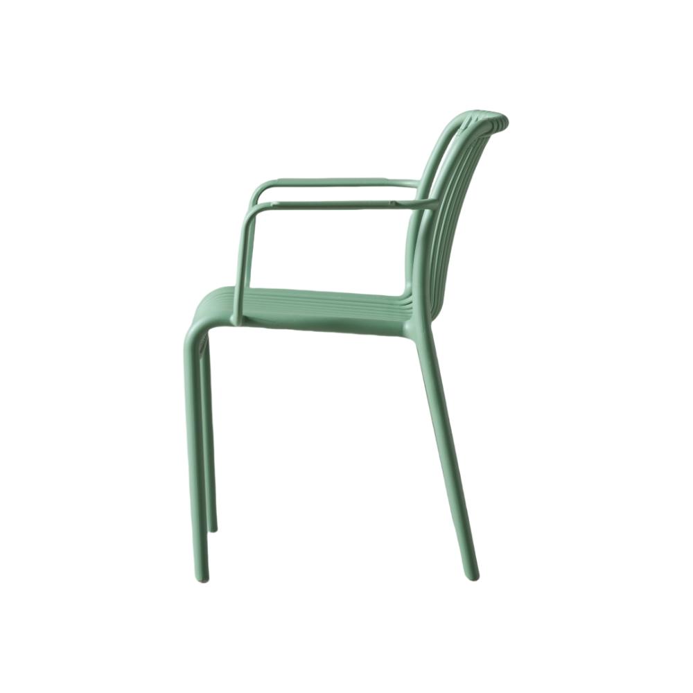 Silla Terra con Brazos, Color Verde Olivo, Con espaldar X4