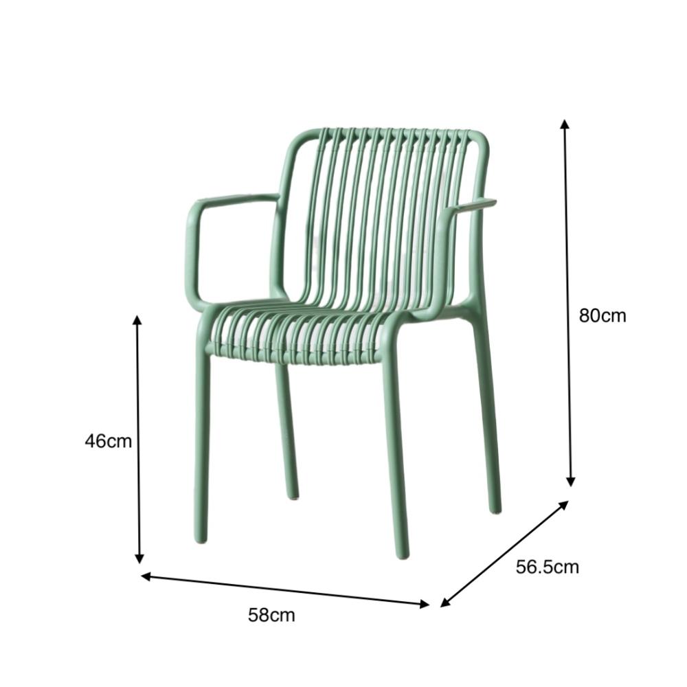 Silla Terra con Brazos, Color Verde Olivo, Con espaldar X4