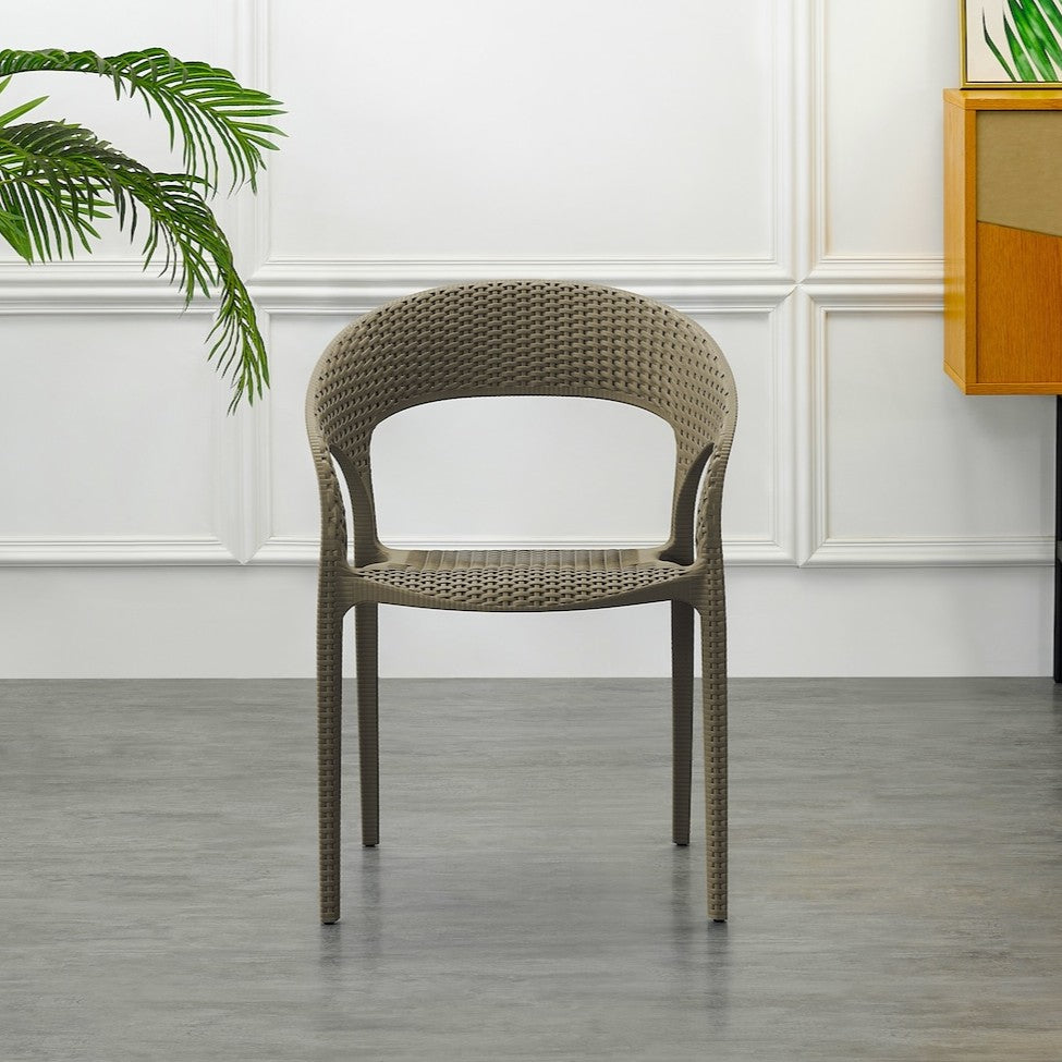 Silla Axel, Taupe, con Espaldar, Reposa Brazos y con Textura Trenzada
