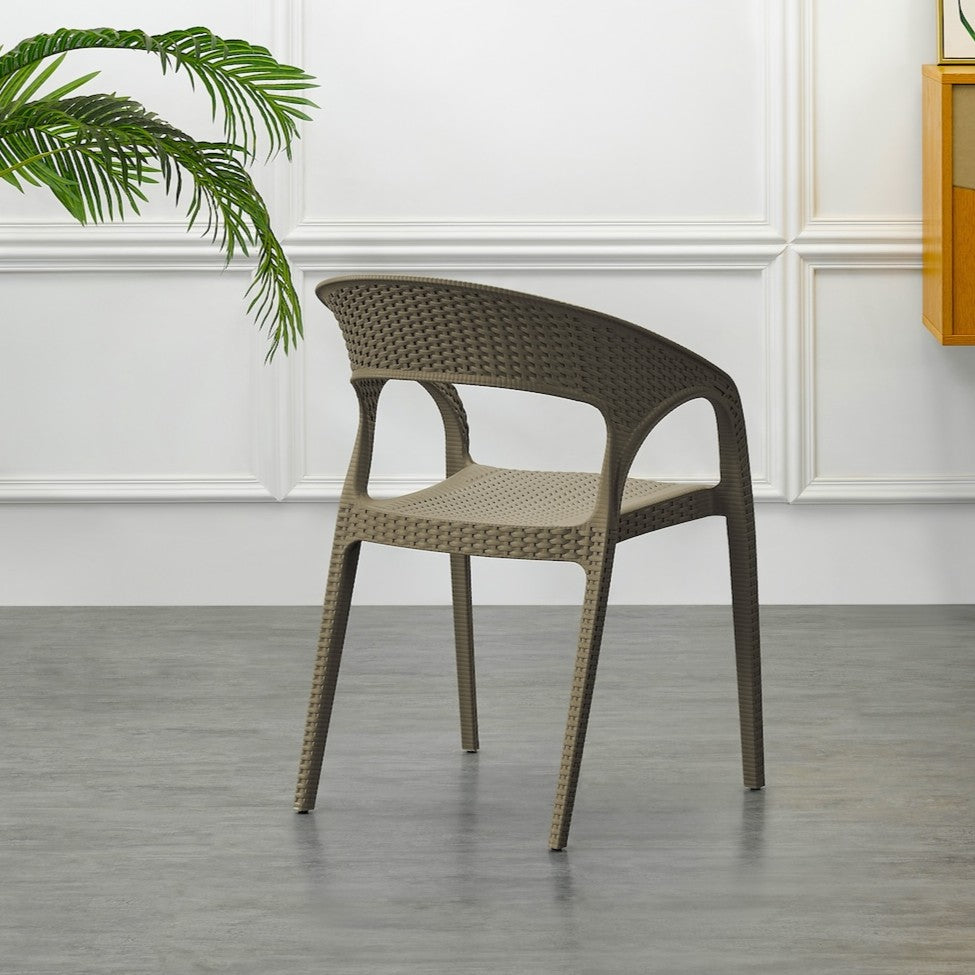 Silla Axel, Taupe, con Espaldar, Reposa Brazos y con Textura Trenzada