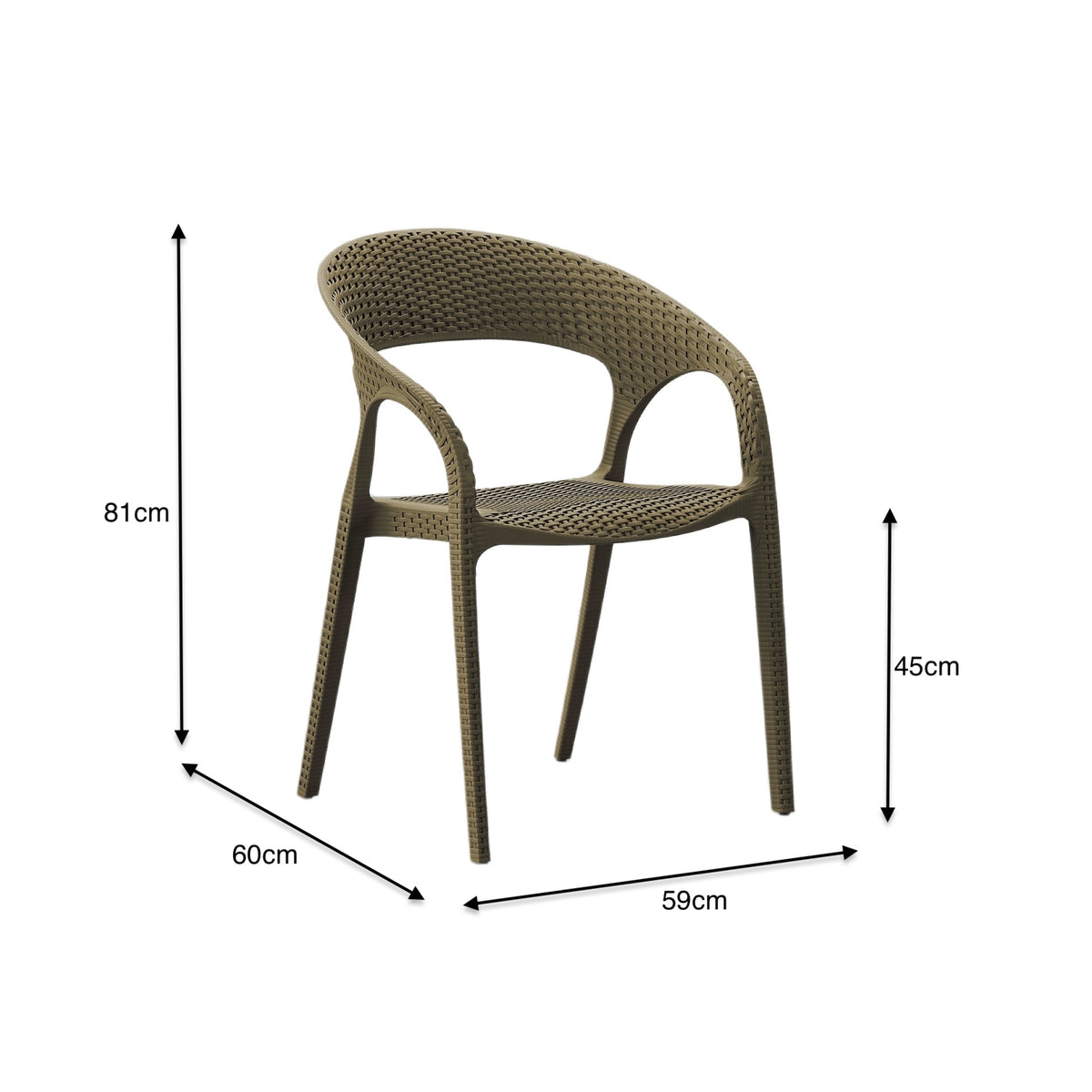 Silla Axel, Taupe, con Espaldar, Reposa Brazos y con Textura Trenzada