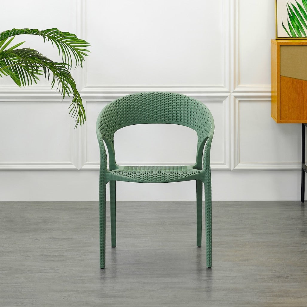 Silla Axel, Verde Olivo, con Espaldar, Reposa Brazos y con Textura Trenzada