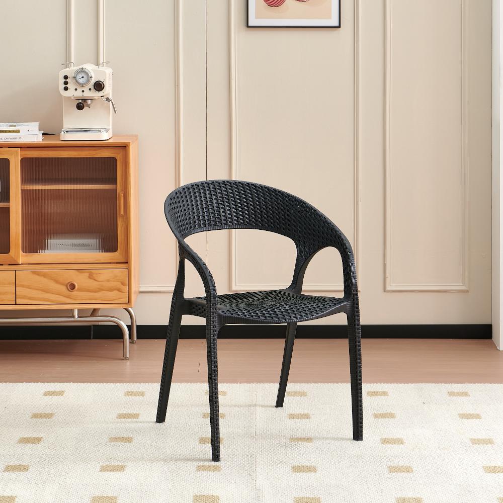 Silla Axel, Negro, Con Espaldar, reposa brazos y con textura trenzada X2