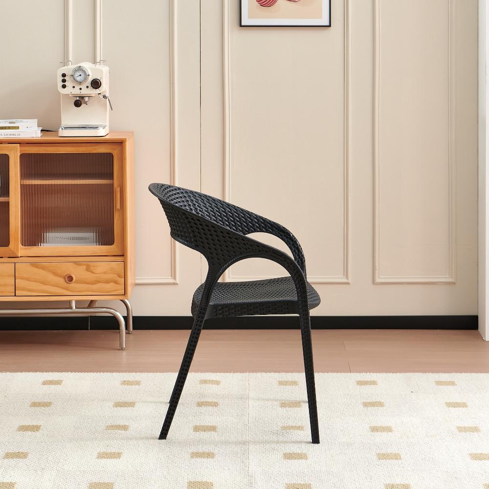 Silla Axel, Negro, Con Espaldar, reposa brazos y con textura trenzada X2