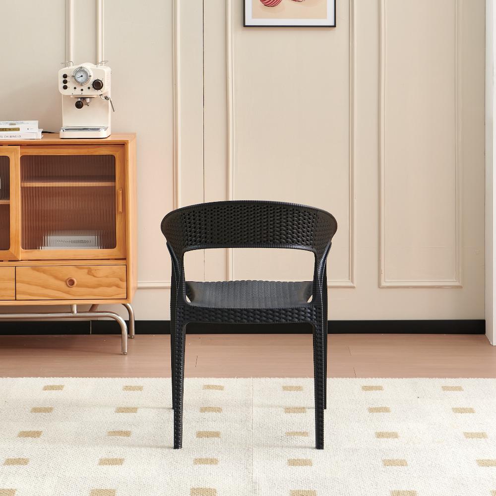 Silla Axel, Negro, Con Espaldar, reposa brazos y con textura trenzada X2