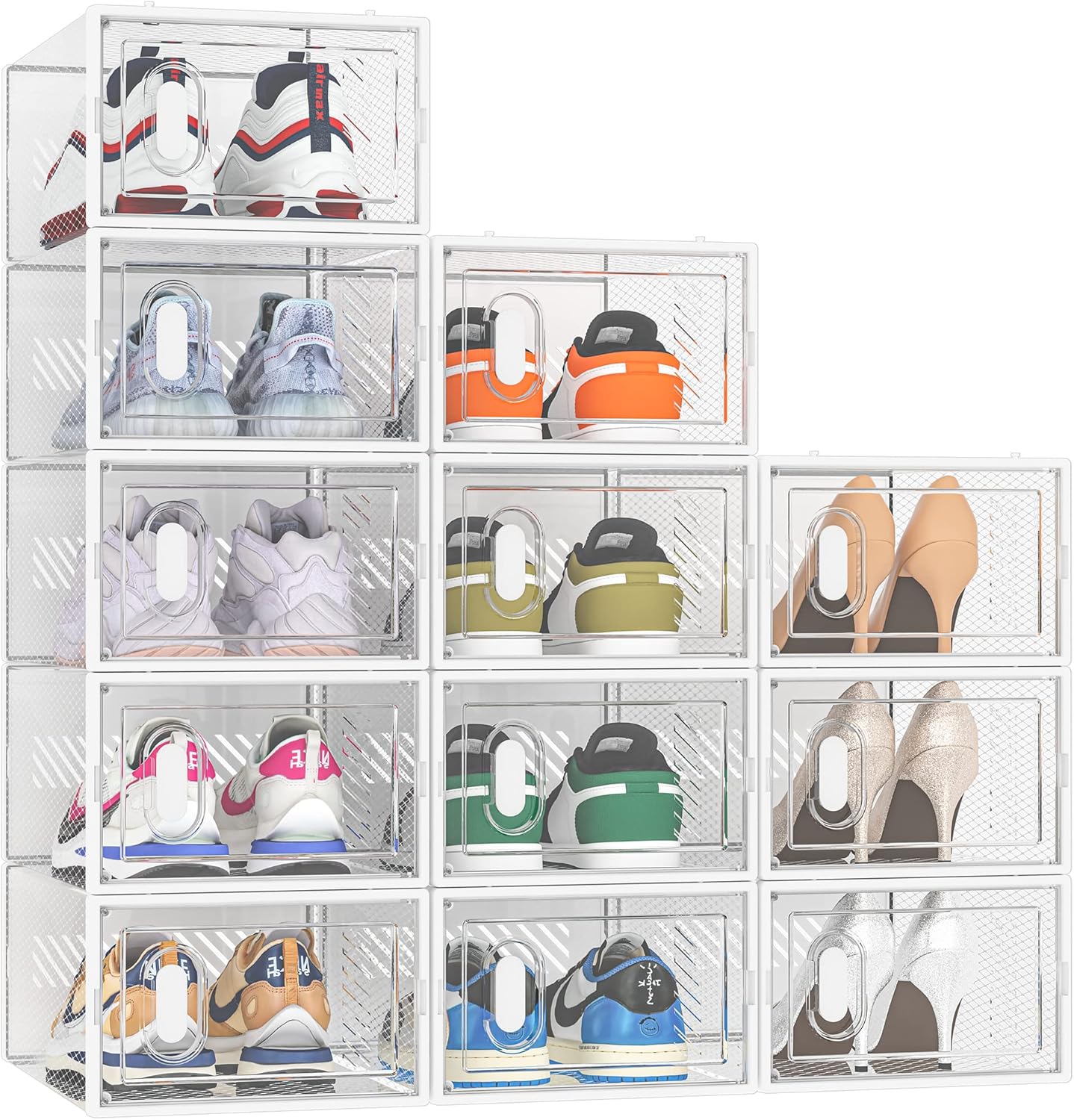 Shoe Storage, 12 Pack Shoe Organizer for Closet, Shoe Boxes Clear Plastic...