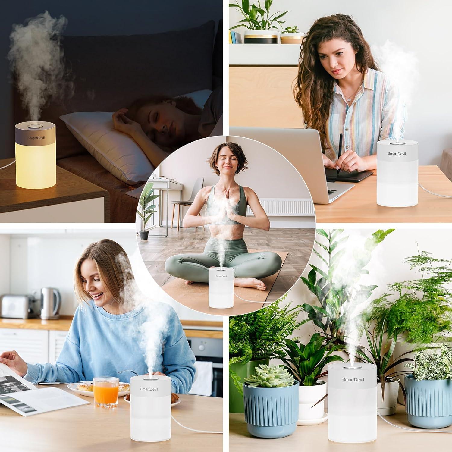 Humidificador pequeño, mini humidificador portátil de 20.3 fl oz, humidificador