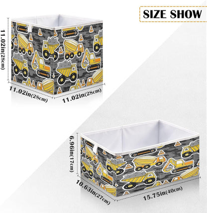 Kigai Construction Machines Cubo de almacenamiento con patrón de máquinas de
