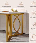 Mesa de comedor de 70.9 pulgadas, moderna mesa de cocina de oro blanco para 6