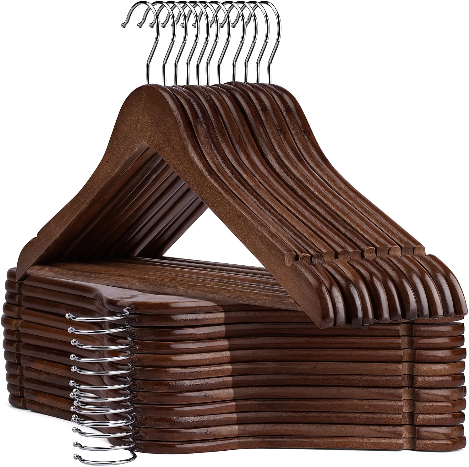 Perchas de madera  Paquete de 30  Perchas de madera delgadas para armario,...