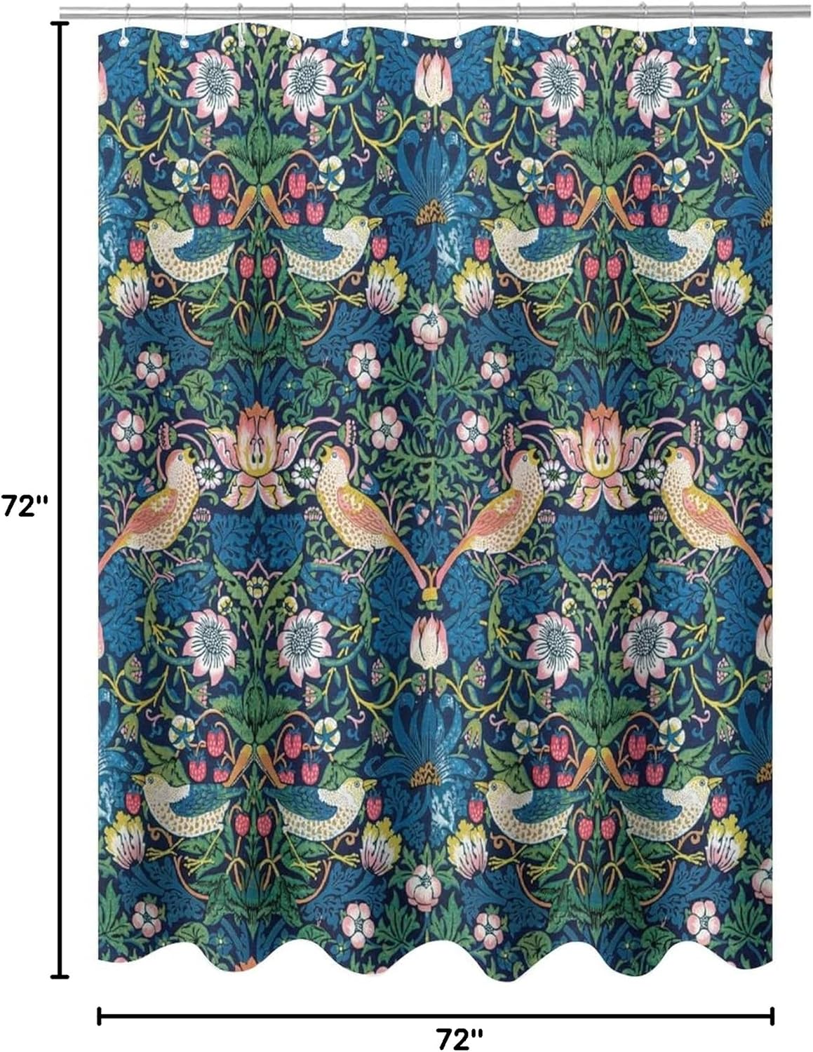 William Morris - Cortina de ducha, diseño de flores vintage en acuarela, juego...