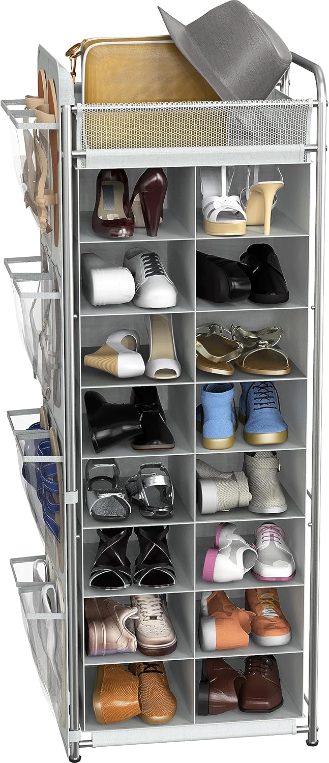 Simple Houseware Soporte para zapatos con bolsillos laterales para colgar ...