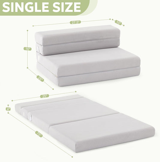 Colchón plegable de 4 pulgadas, sofá cama plegable para adultos, campamento,