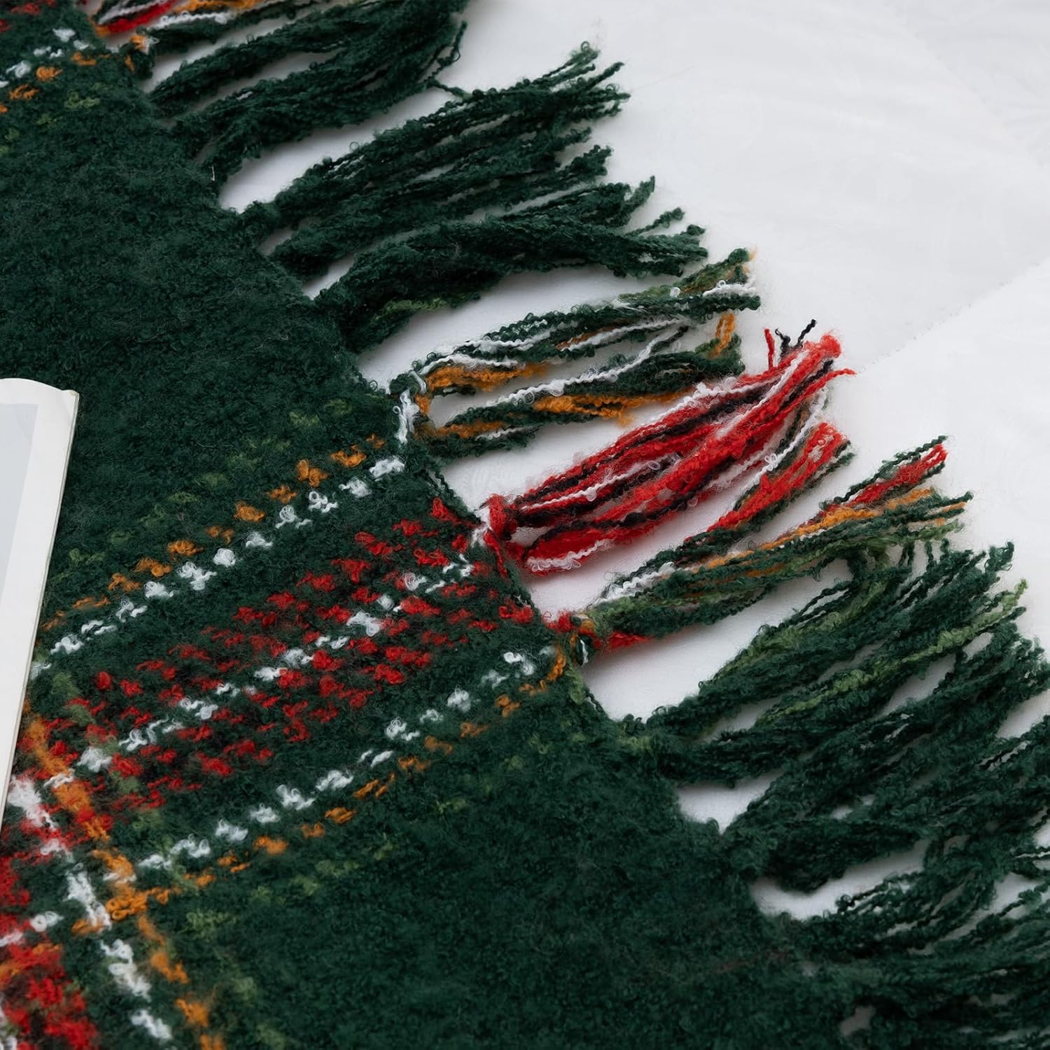 LALIFIT Manta a cuadros con flecos, color verde y rojo, para decoración del...