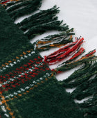 LALIFIT Manta a cuadros con flecos, color verde y rojo, para decoración del...