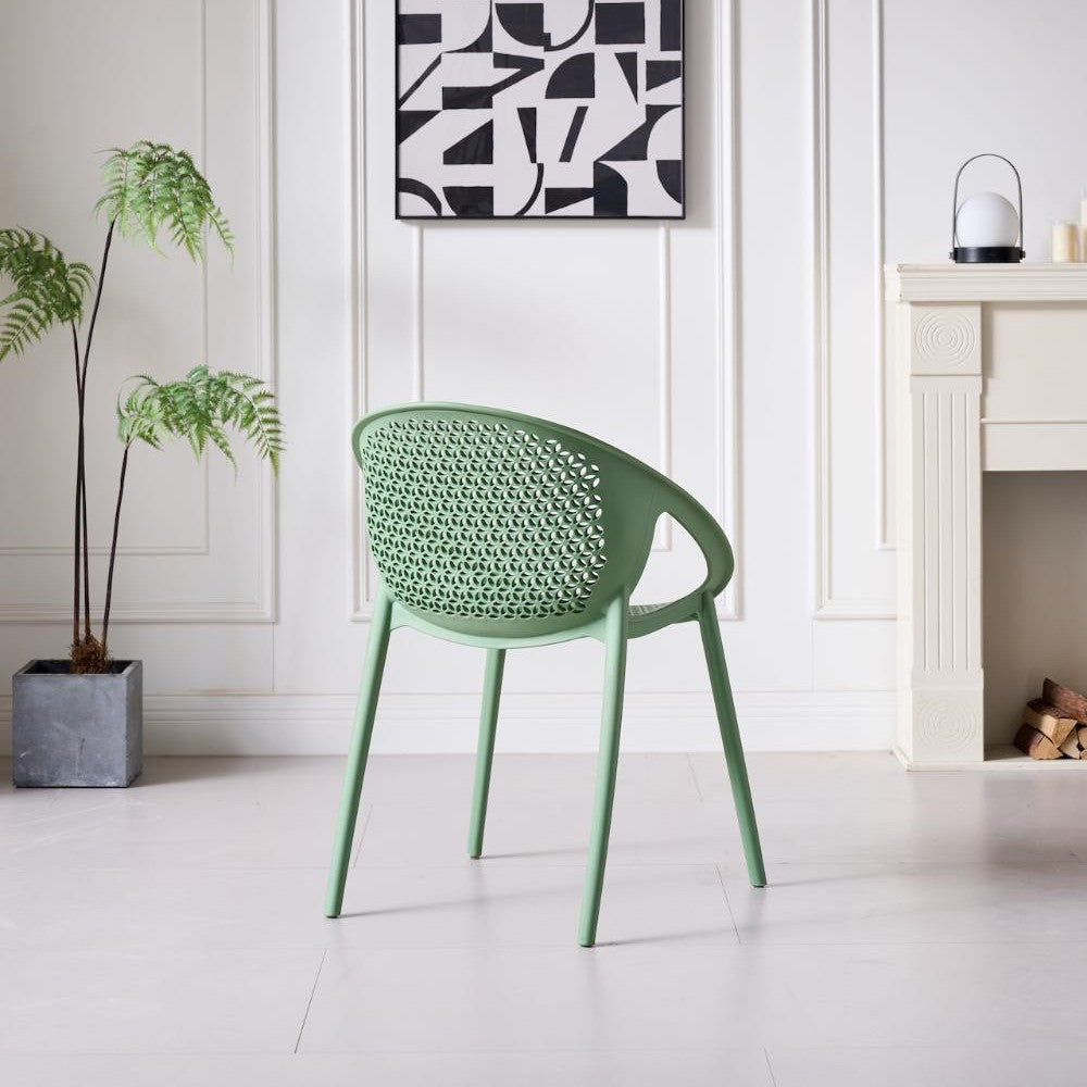 Set de 2 Sillas Selva con Brazos, Color Verde Olivo, con Espaldar