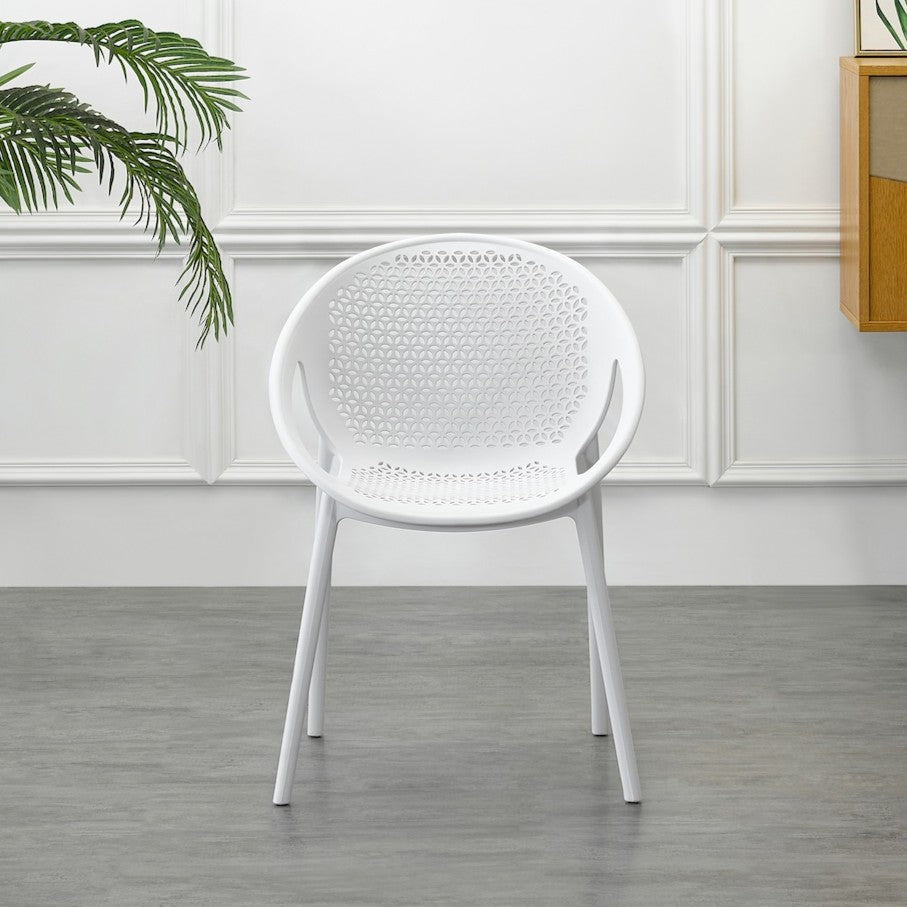 Set de 2 Sillas Selva con Brazos, Color Blanco, con Espaldar