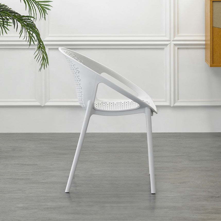 Set de 4 Sillas Selva con Brazos, Color Blanco, con Espaldar