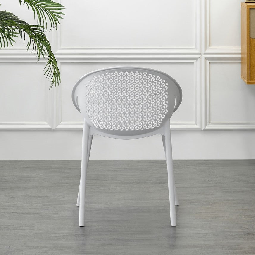 Set de 4 Sillas Selva con Brazos, Color Blanco, con Espaldar