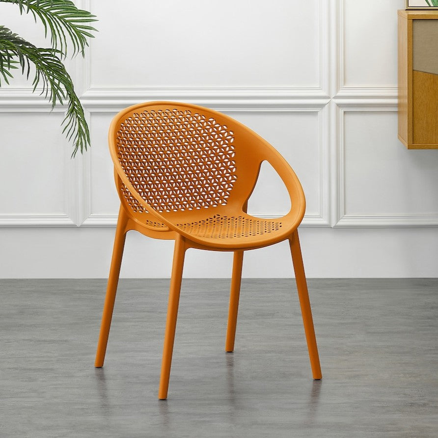 Set de 2 Sillas Selva con Brazos, Color Naranja, con Espaldar