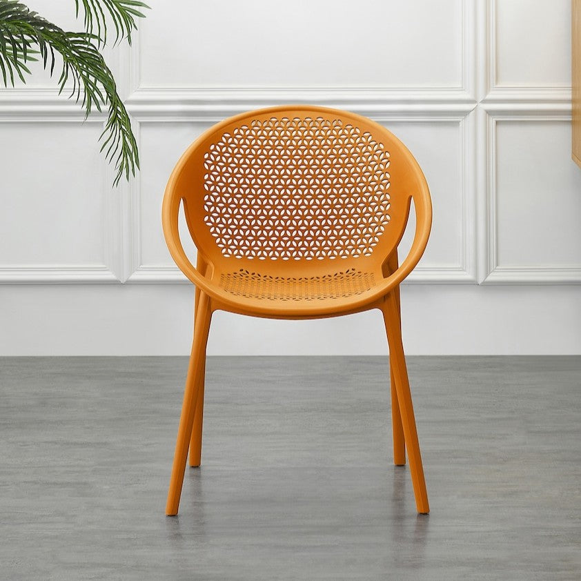 Set de 4 Sillas Selva con Brazos, Color Naranja, con Espaldar