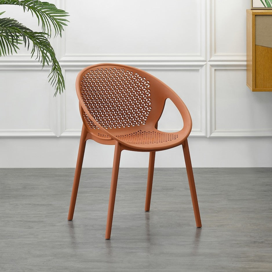 Set de 4 Sillas Selva con Brazos, Color Terracota, con Espaldar