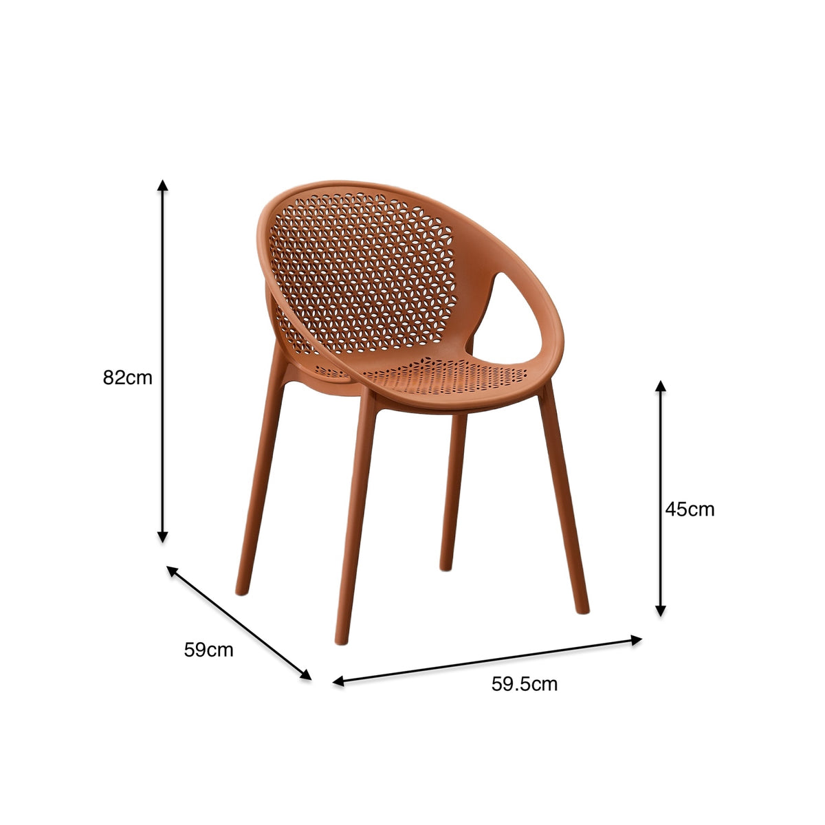 Silla Selva con Brazos, Color Terracota, con Espaldar