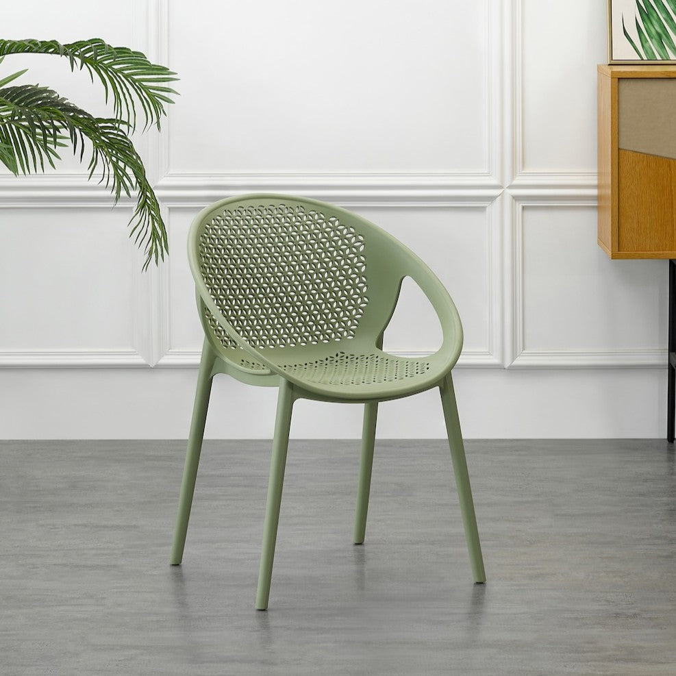 Set de 4 Sillas Selva con Brazos, Color Verde, con Espaldar