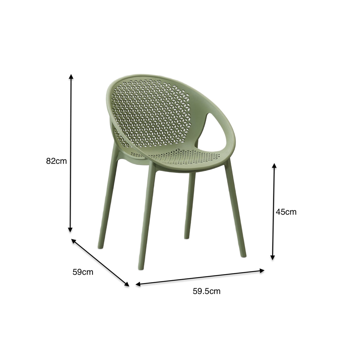 Silla Selva con Brazos, Color Verde, con Espaldar
