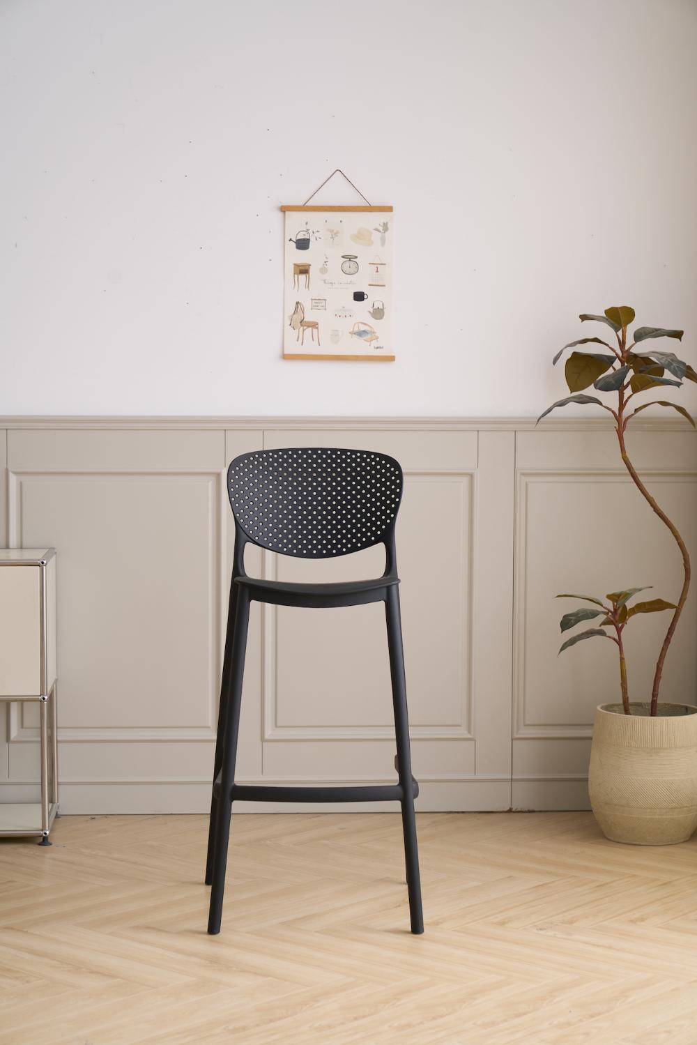Silla para Bar Rio, Color Negro, Diseño Moderno