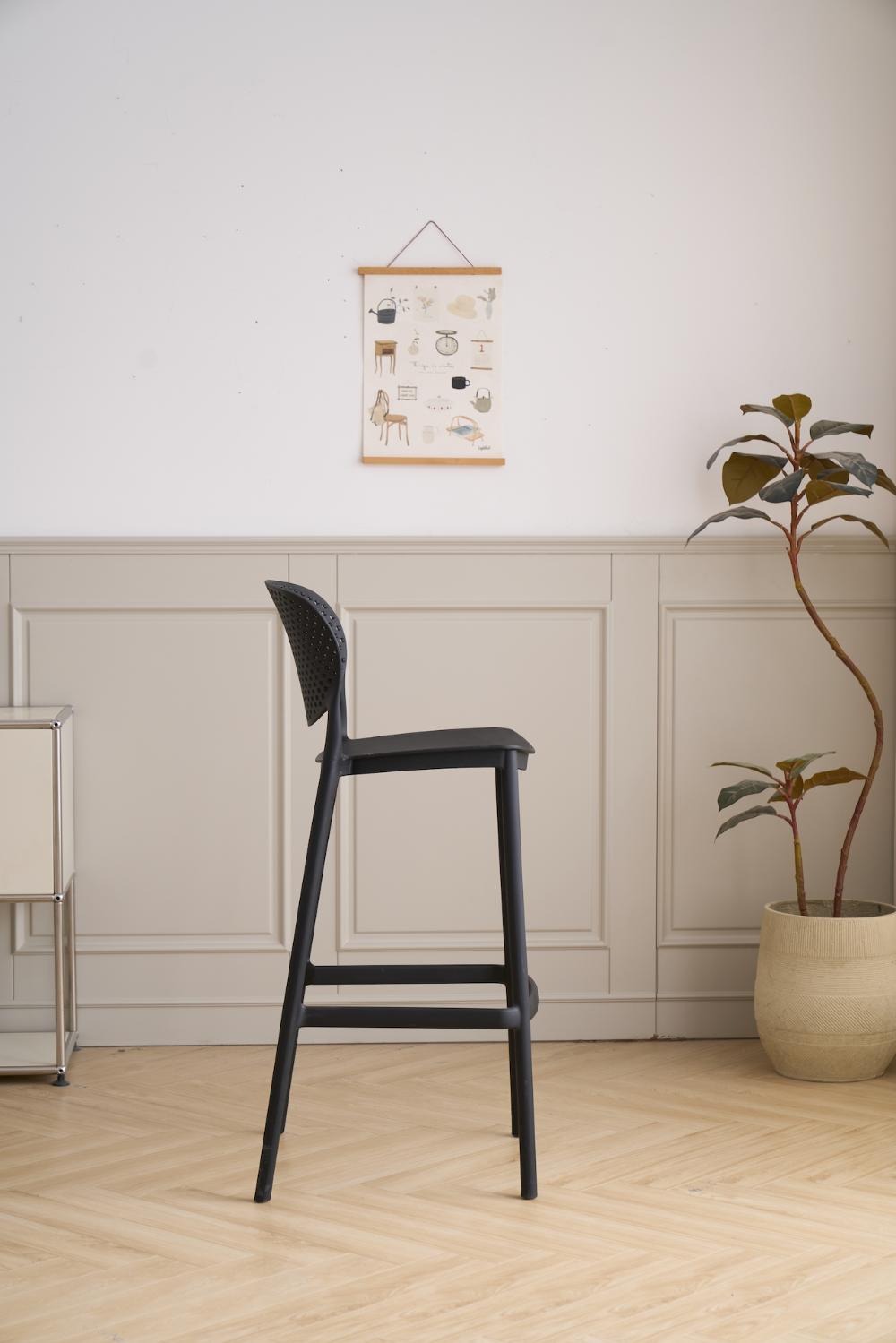 Silla para Bar Rio, Color Negro, Diseño Moderno