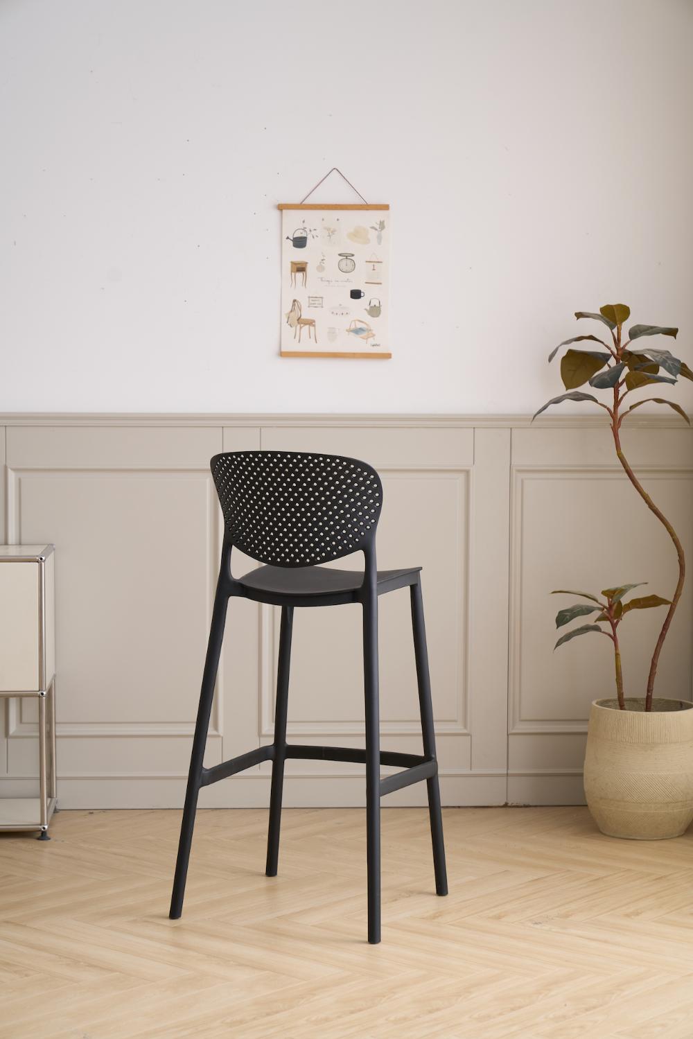 Silla para Bar Rio, Color Negro, Diseño Moderno