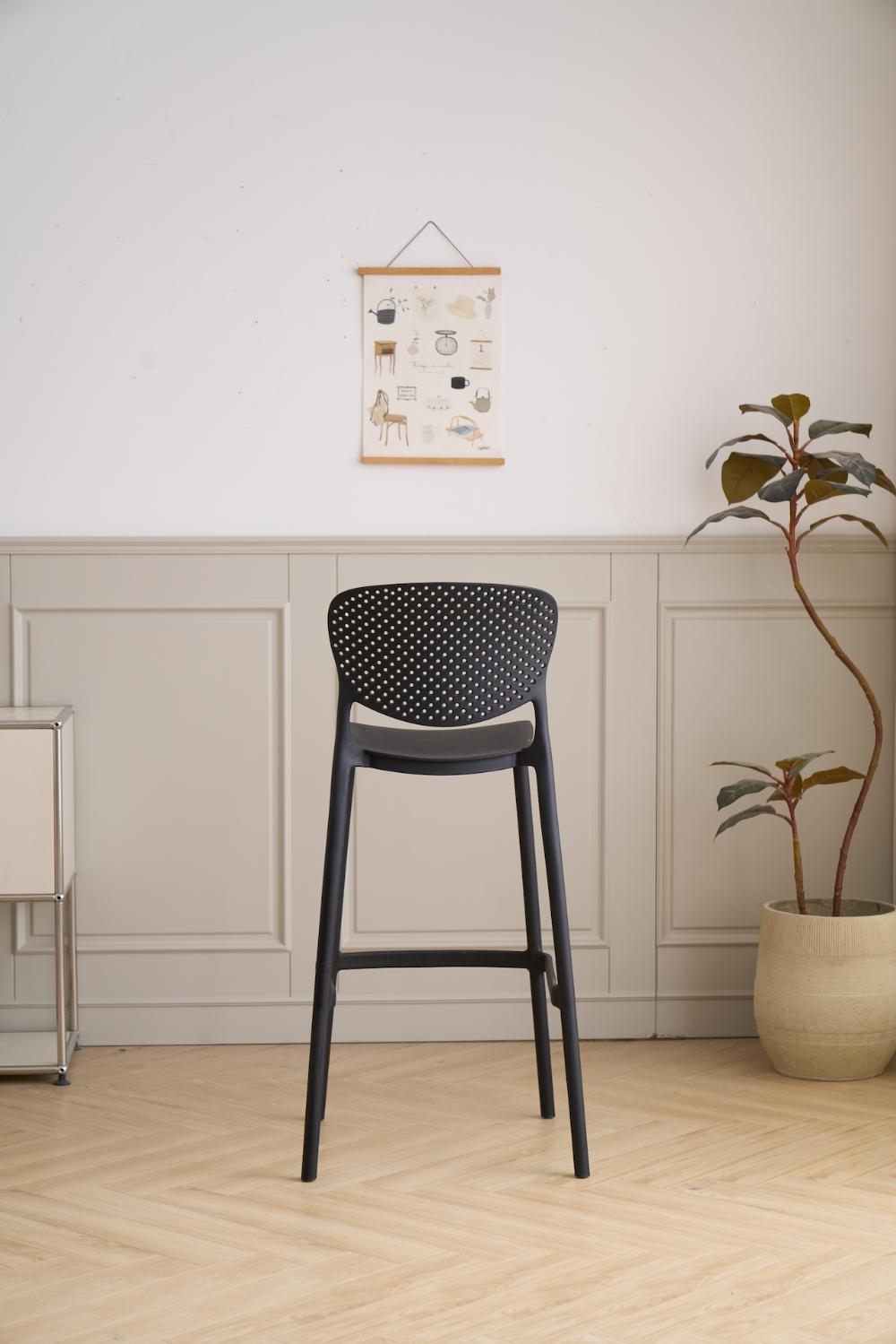 Silla para Bar Rio, Color Negro, Diseño Moderno