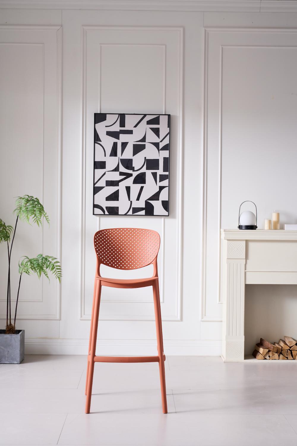 Silla para Bar Rio, Color Terracota, Diseño Moderno