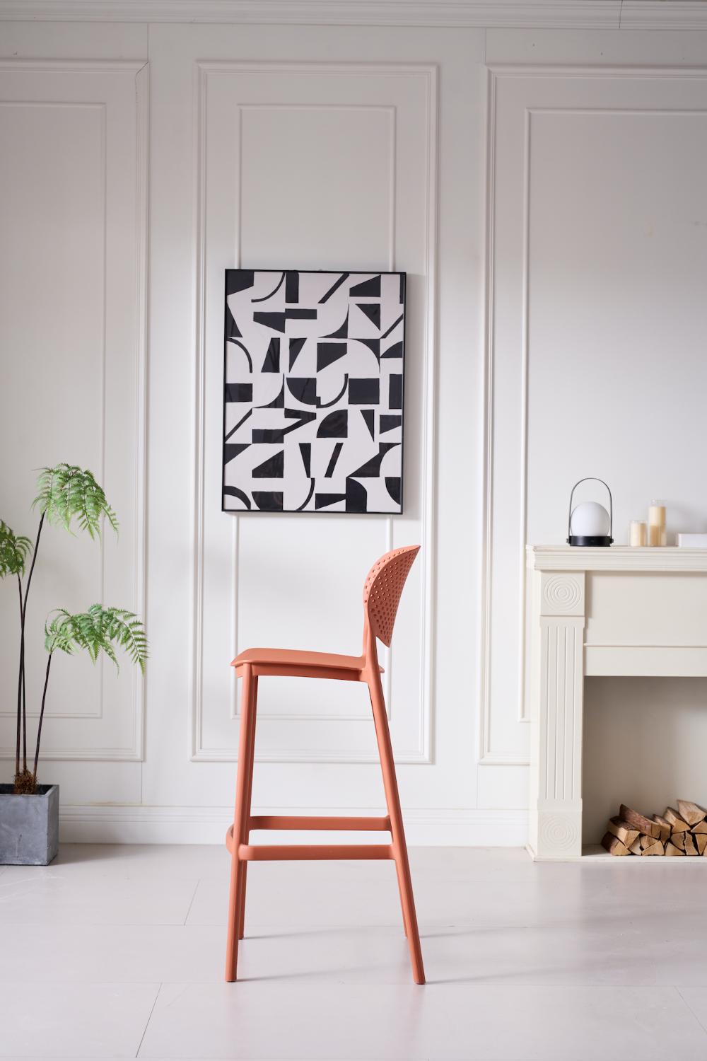 Silla para Bar Rio, Color Terracota, Diseño Moderno