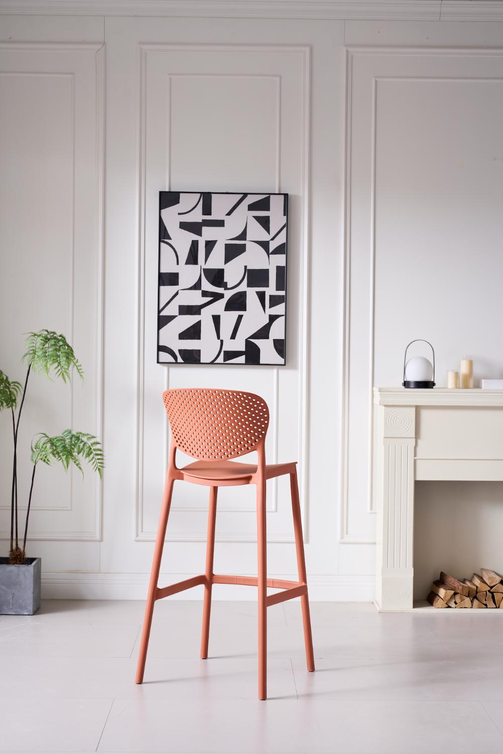 Silla para Bar Rio, Color Terracota, Diseño Moderno