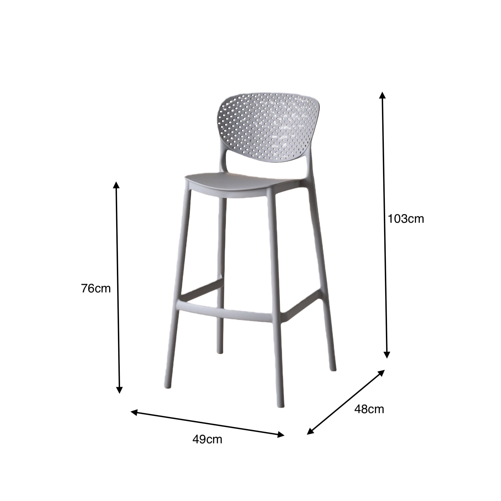 Silla para Bar Rio, Color Gris Oscuro, Diseño Moderno