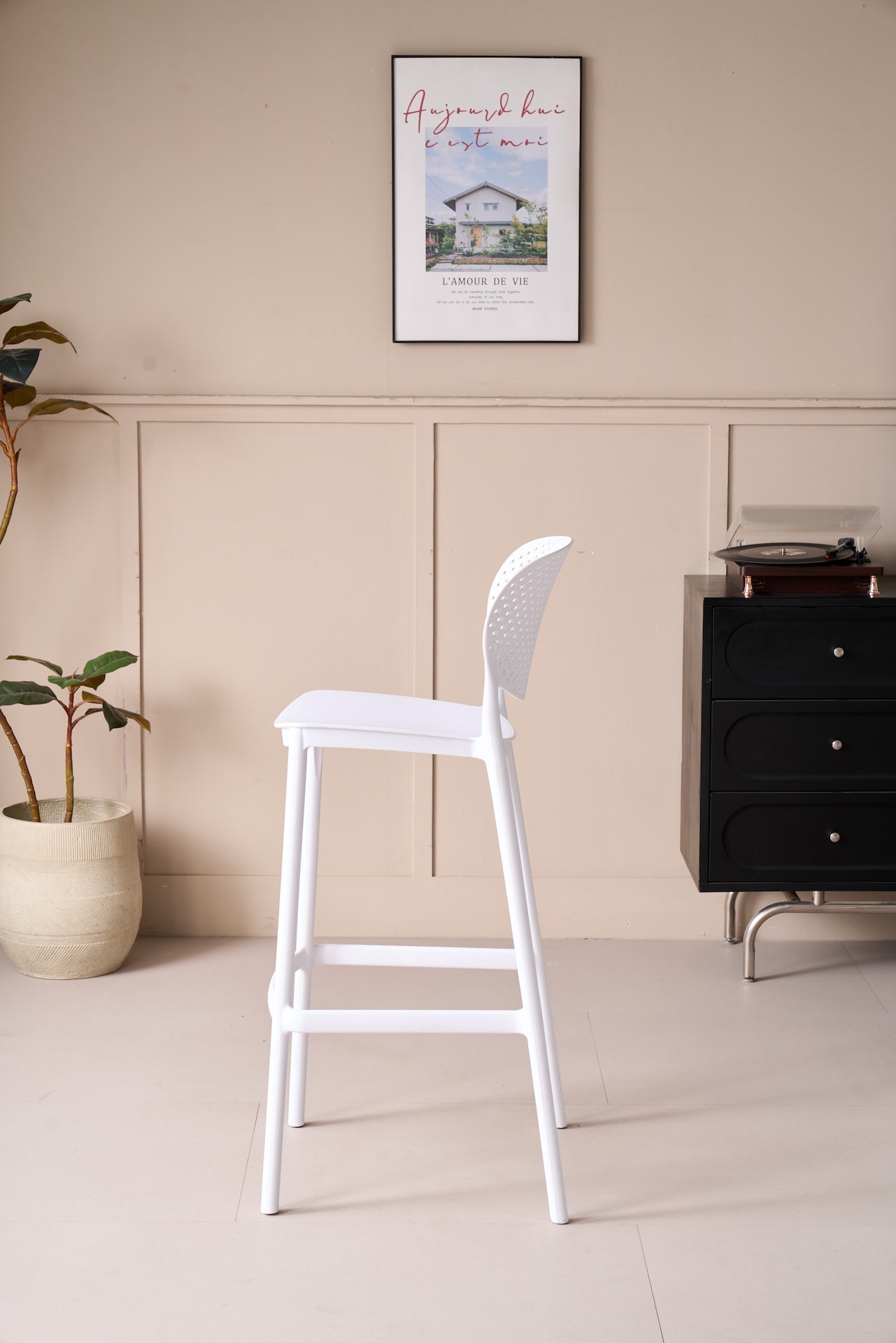 Silla para Bar Rio, Color Blanco, Diseño Moderno