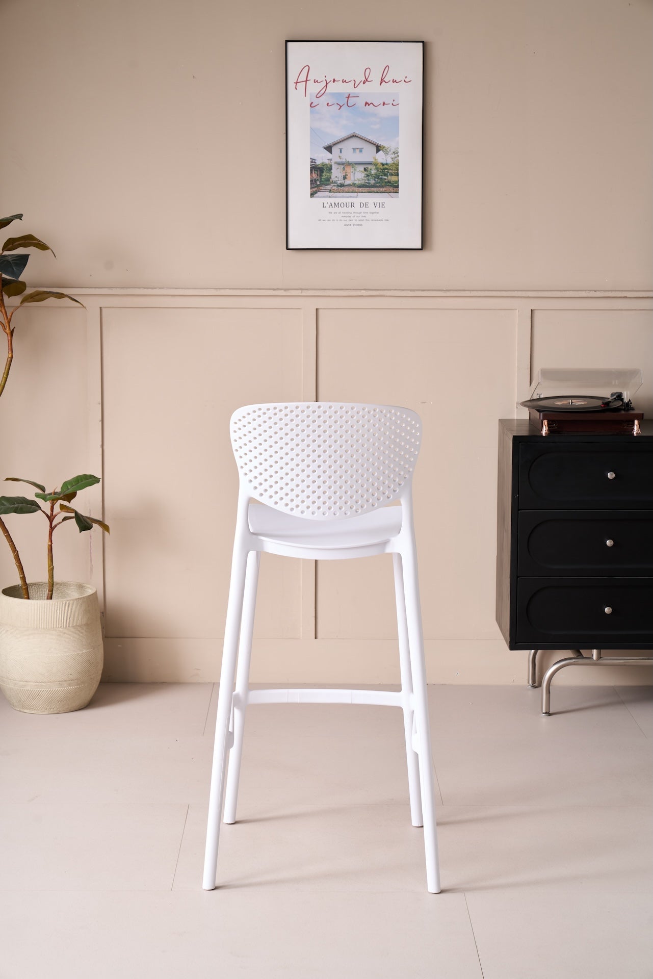 Silla para Bar Rio, Color Blanco, Diseño Moderno