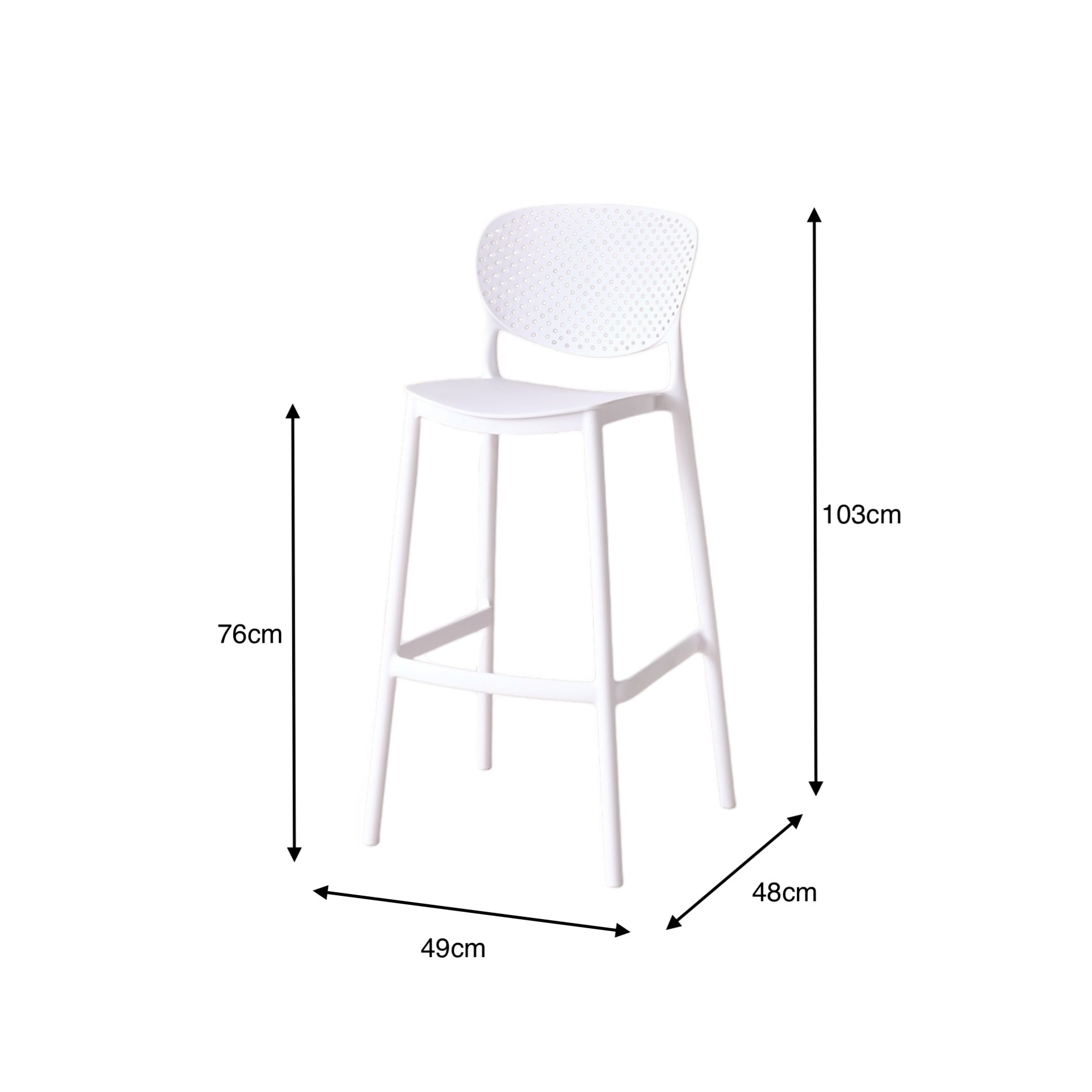 Silla para Bar Rio, Color Blanco, Diseño Moderno