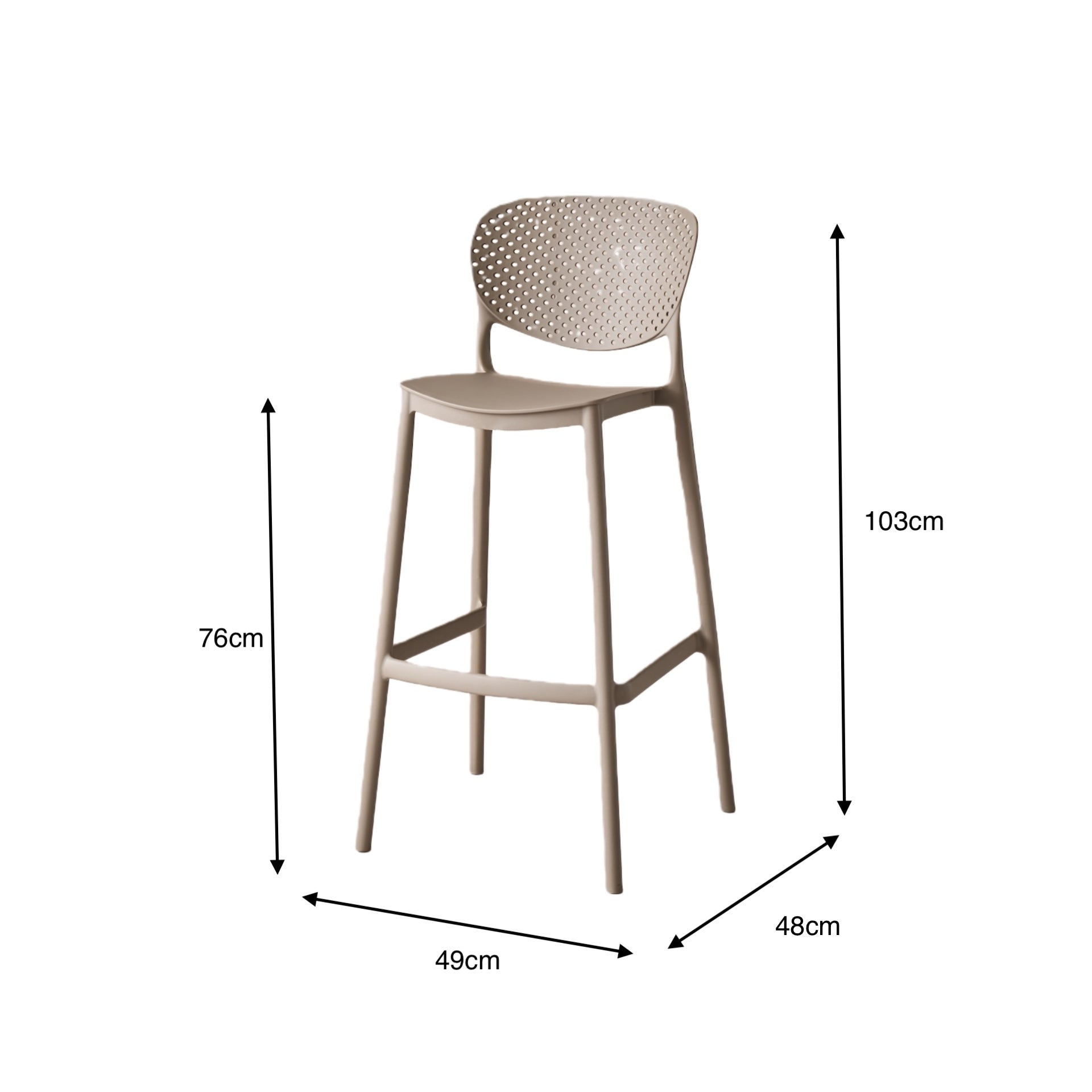 Silla para Bar Río, Color Taupe, Diseño Moderno