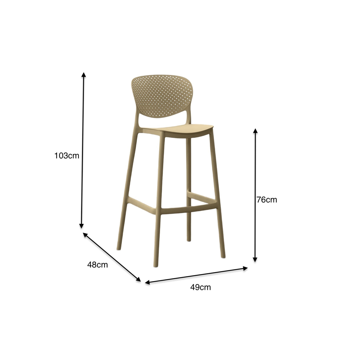 Set de 2 Sillas para Bar Río, Color Khaki, Diseño Moderno