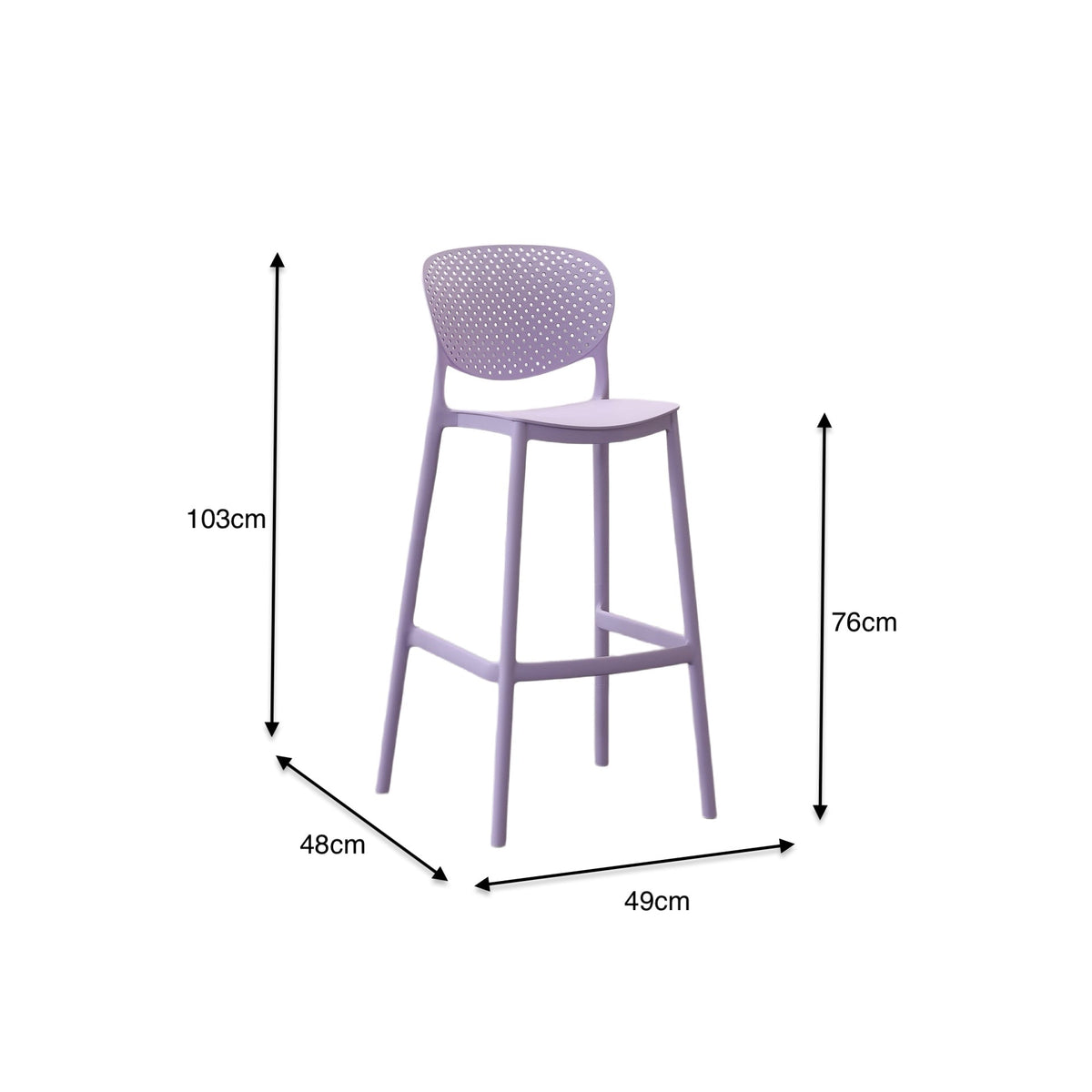 Set de 4 Sillas para Bar Río, Color Lila, Diseño Moderno