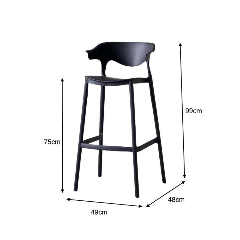 Silla para Bar Elena, Color Negro, Diseño Moderno