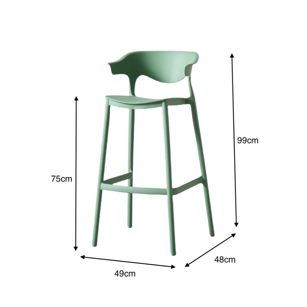 Silla para Bar Elena, Color Verde Oliva, Diseño Moderno X2