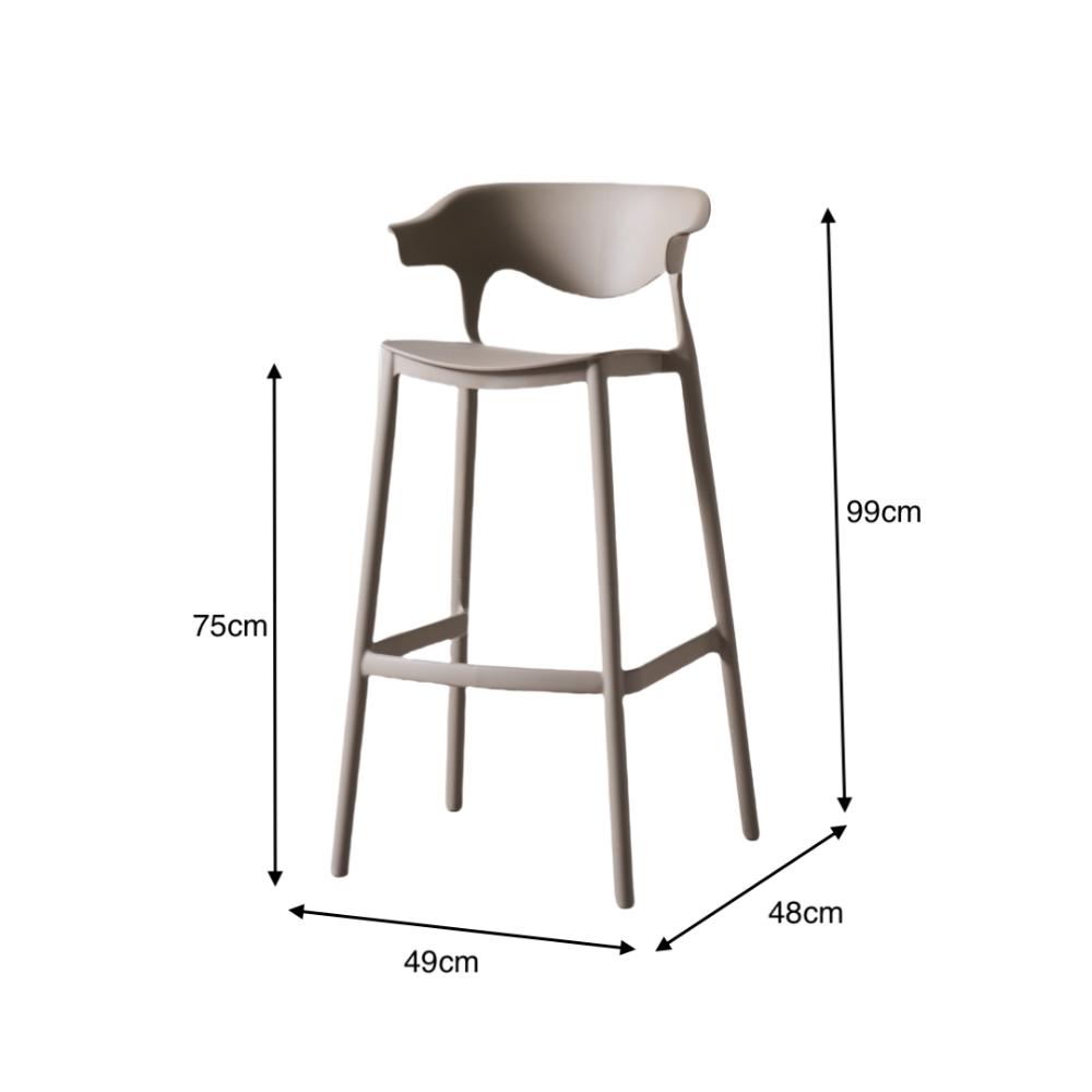 Silla para Bar Elena, Color Taupe, Diseño Moderno