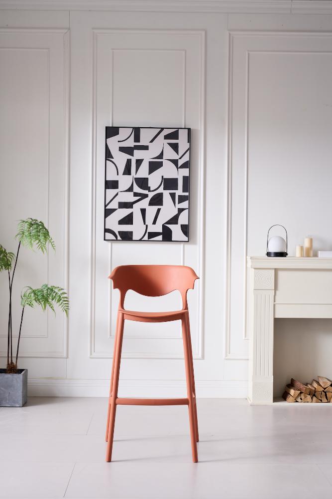 Silla para Bar Elena, Color Terracota, Diseño Moderno unidad que registra esta averiada