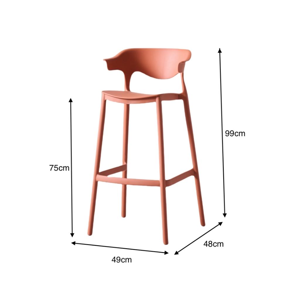 Silla para Bar Elena, Color Terracota, Diseño Moderno unidad que registra esta averiada