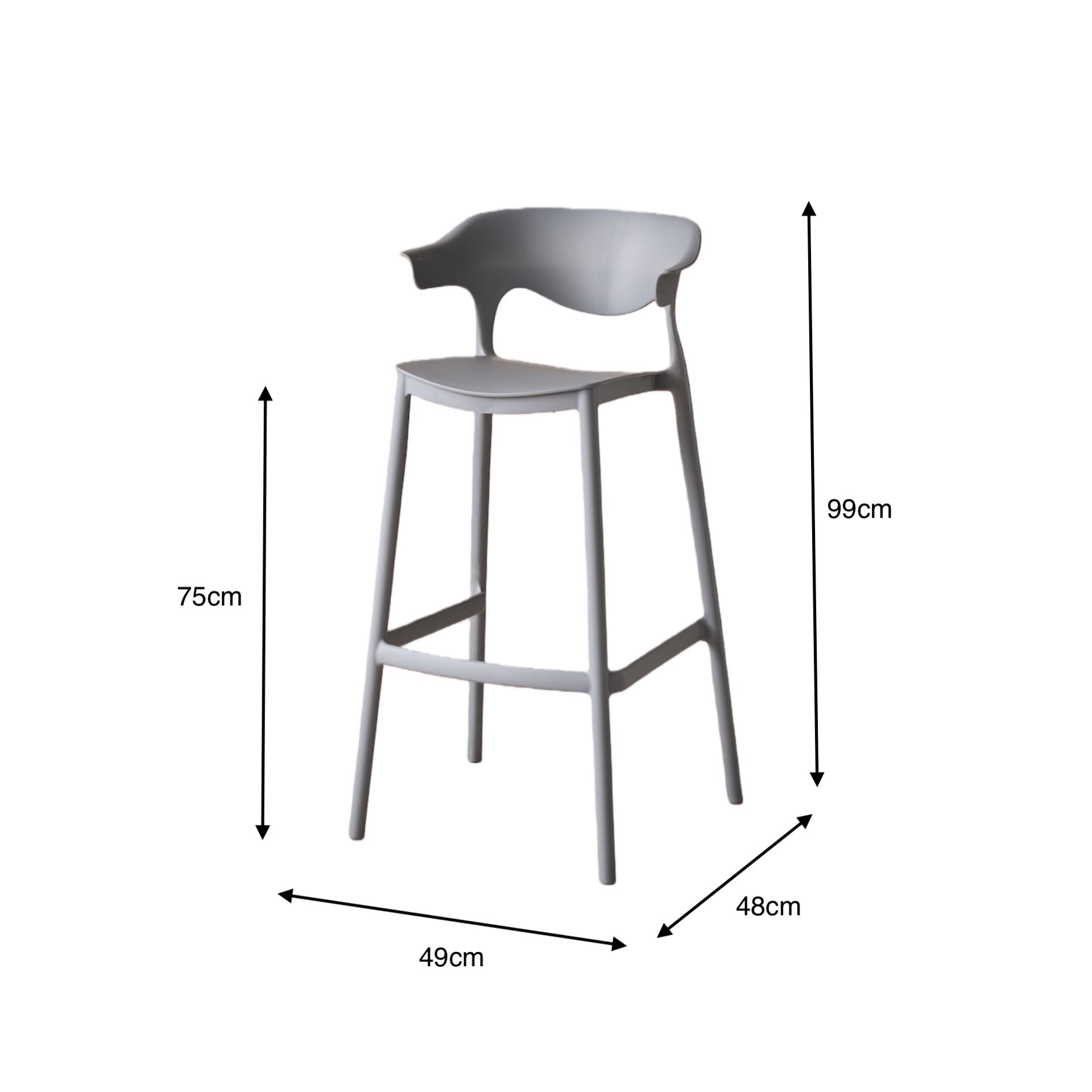 Silla para Bar Elena, Color Gris Oscuro, Diseño Moderno