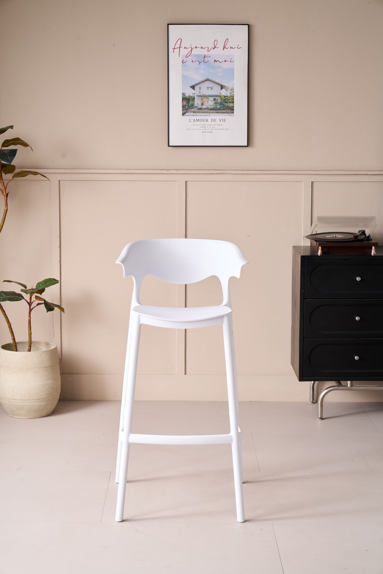 Silla para Bar Elena, Color Blanco, Diseño Moderno